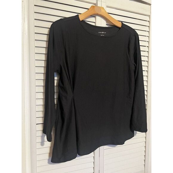 ELIZABETH &‎ CLARKE Women's Size Large L Blouse Shirt Top Long Sleeve Tee Black - Picture 2 of 9